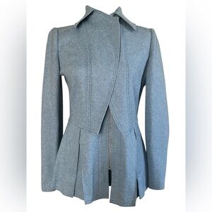 Etcetera Slate Blue Wool-Blend Peplum Jacket